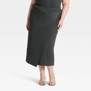A New Day - Women's Wrap Column Midi Skirt - A New Day Charcoa Charcoal